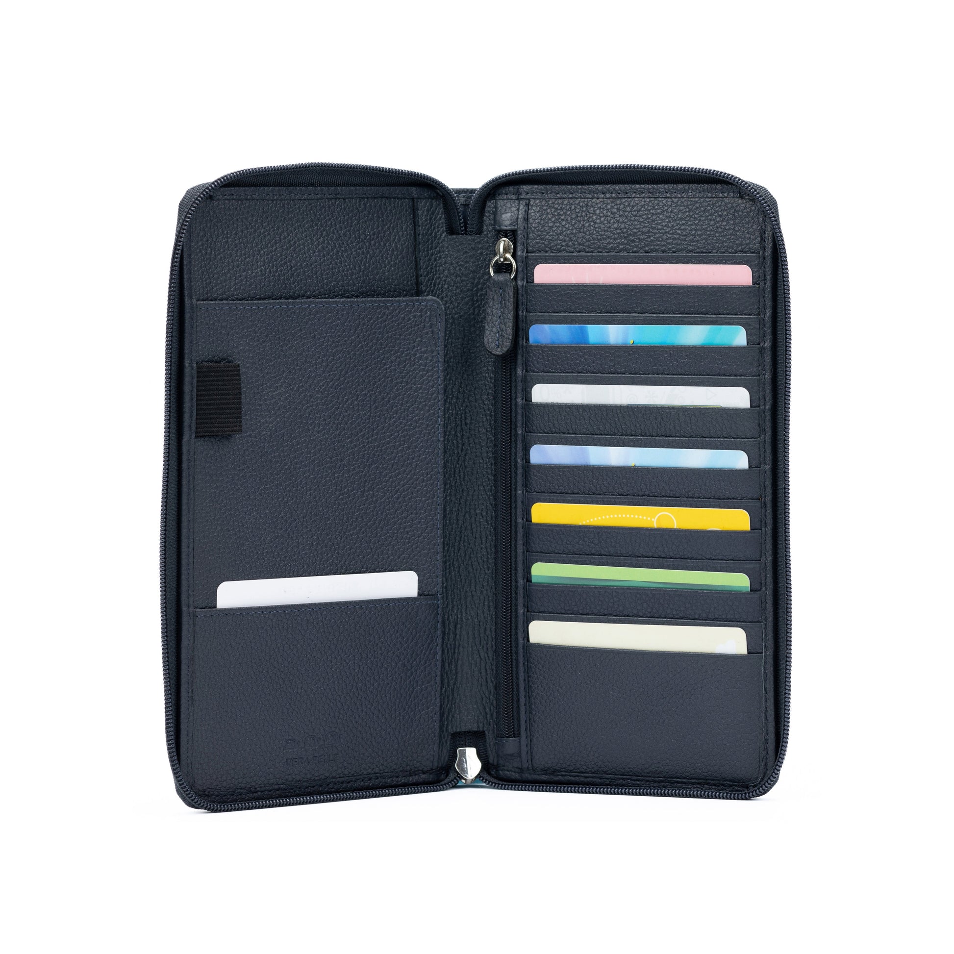 K0005DB | Portadocumenti da Viaggio in Vera Pelle pieno fiore, grana dollaro - Colore Blu - Dimensioni: cm 12,5 x 22 x 2 - Confezione: Sacchetto Tnt-0