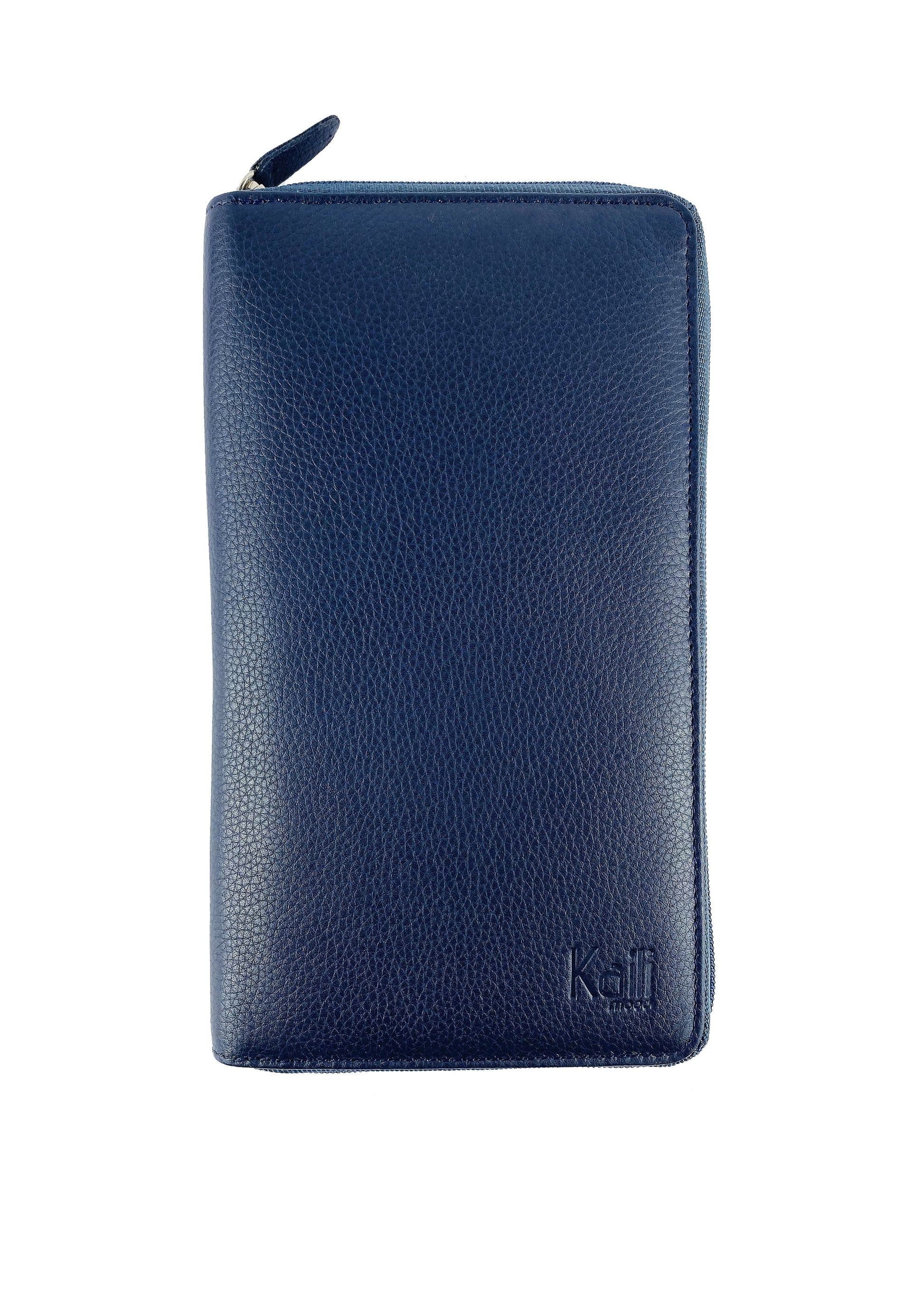 K0005DB | Portadocumenti da Viaggio in Vera Pelle pieno fiore, grana dollaro - Colore Blu - Dimensioni: cm 12,5 x 22 x 2 - Confezione: Sacchetto Tnt-1